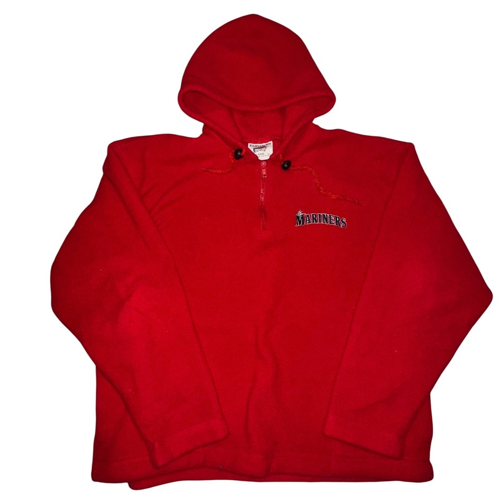 Vintage Fairhaven Seattle Mariners‎ Quarter Zip Fleece Hoodie Red Mens Large